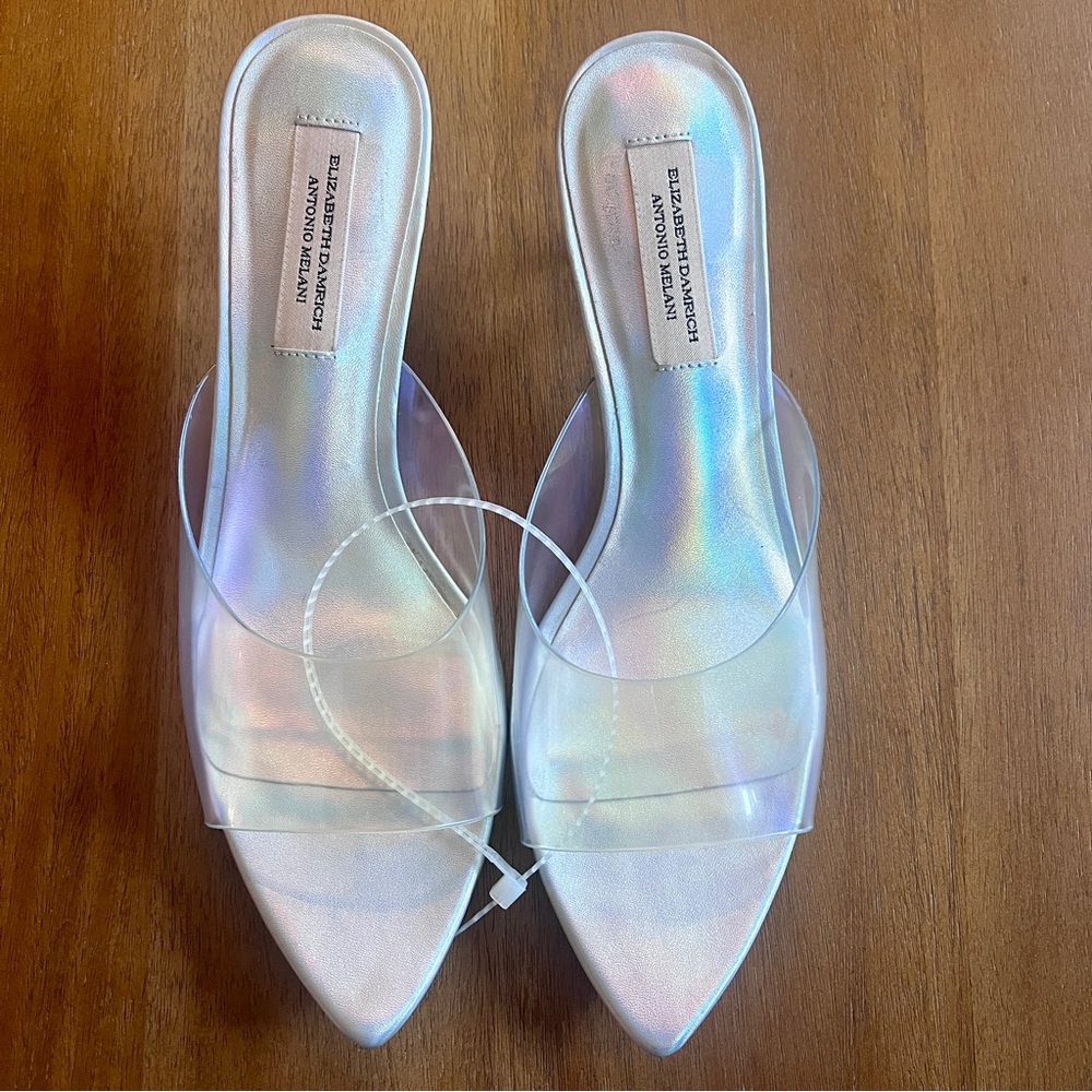 BNWT Glass Shoe Holographic Vinyl Mules 6M